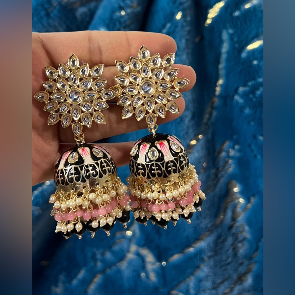 Meenakari jhumka oversized